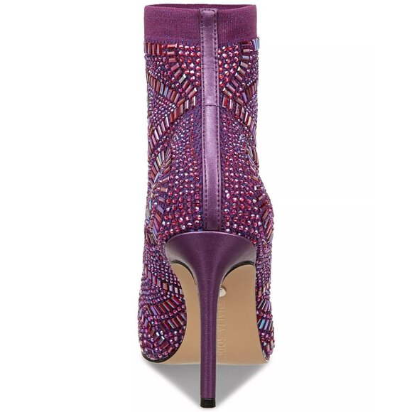 120$ Thalia Sodi Kami Embellished Rhinestone Dress Ankle Booties Size 8 Purple - Picture 3 of 5
